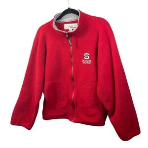 NC State Wolfpack The Cotton Exchange Fleece Jacket Full Zip Red Small